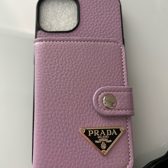 Prada Lilac Leather Phone Case for IPhone 15 Pro Max